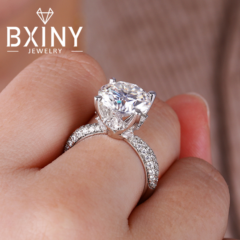 Moissanite Engagement Ring 1 Carat - BXINY D カラー 5CT モアッサナイトリング S925