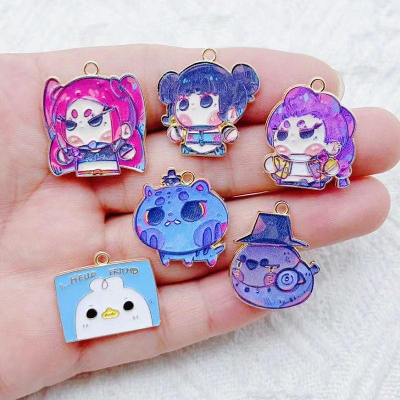 Earrings - 10 個漫画アニメペンダントオイルドロップ合金 DIY イヤリングキーホルダーペンダントアクセサリー
