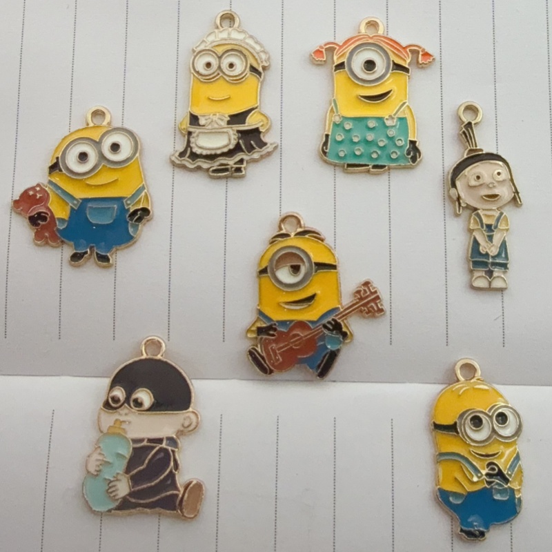 Earrings - 10個入り合金製ドリップオイル漫画ペンダント、DIYジュエリー製作イヤリング、キーホルダーアクセサリー