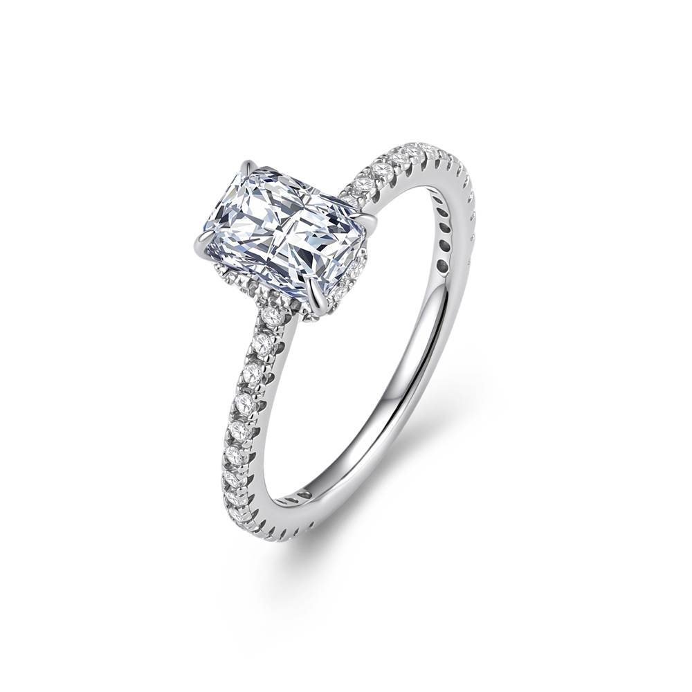 Moissanite Engagement Ring 1 Carat - S925スターリングシルバー製シンプル4プロング1カラットモアッサナイト婚約指輪・結婚指輪（女性用）ファッショナブルなジュエリーリング