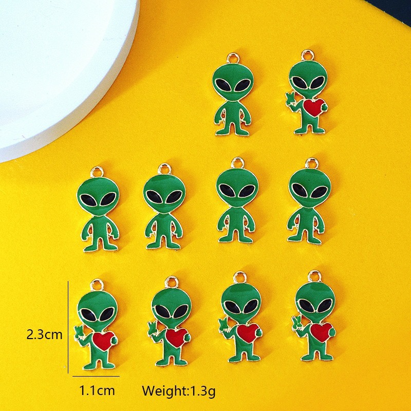 Earrings - 10個入り シンプルなエイリアン合金製ドリップオイルペンダントジュエリー、DIYジュエリー製作イヤリング、キーホルダー、ジュエリーアクセサリー