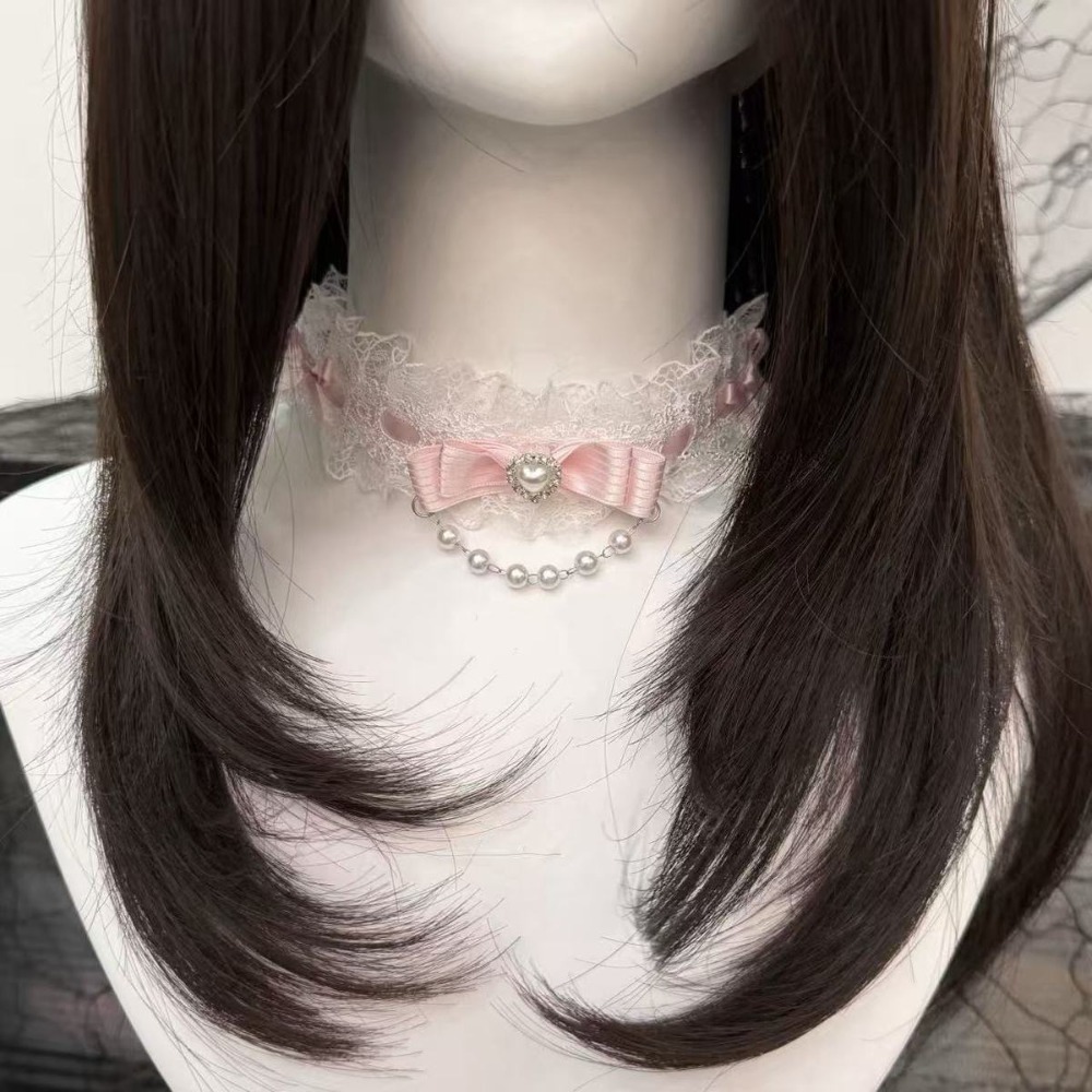 Pearl Choker Necklace Vintage - レースリボンフリルファッションチョーカーネックレス女性用ロリータパールスタイルチョーカー女の子用レースカラーネックレスかわいいネックアクセサリー