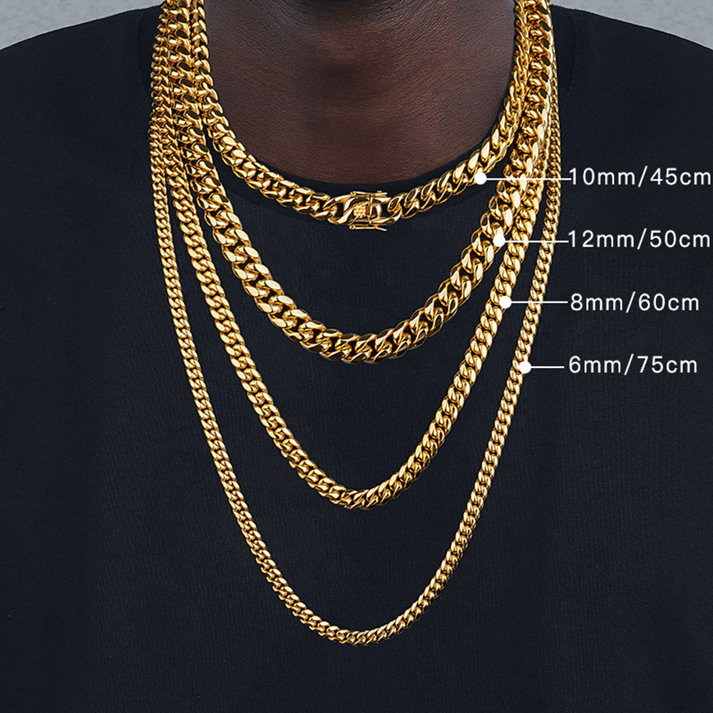 Cuban Link Chain 12Mm - 6 ミリメートル/8 ミリメートル/10 ミリメートル/12 ミリメートルヒップホップ高ポリッシュゴールドカラー 316L