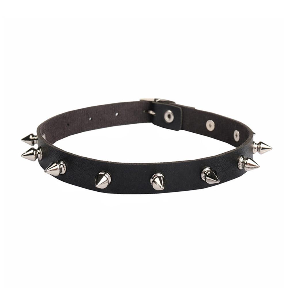 Goth Punk Spike Choker - ブラックPUレザーチョーカーネックレス 男女兼用 クールなパンクゴシック スパイクバイカーチョーカー ボンデージコスプレ ゴス