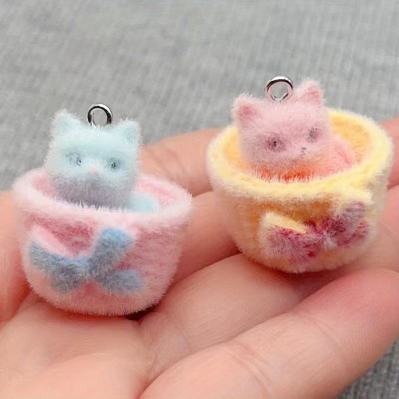 4個入り3Dぬいぐるみ樹脂製猫ペンダント、DIYジュエリー製 - Earrings のレビューと価格