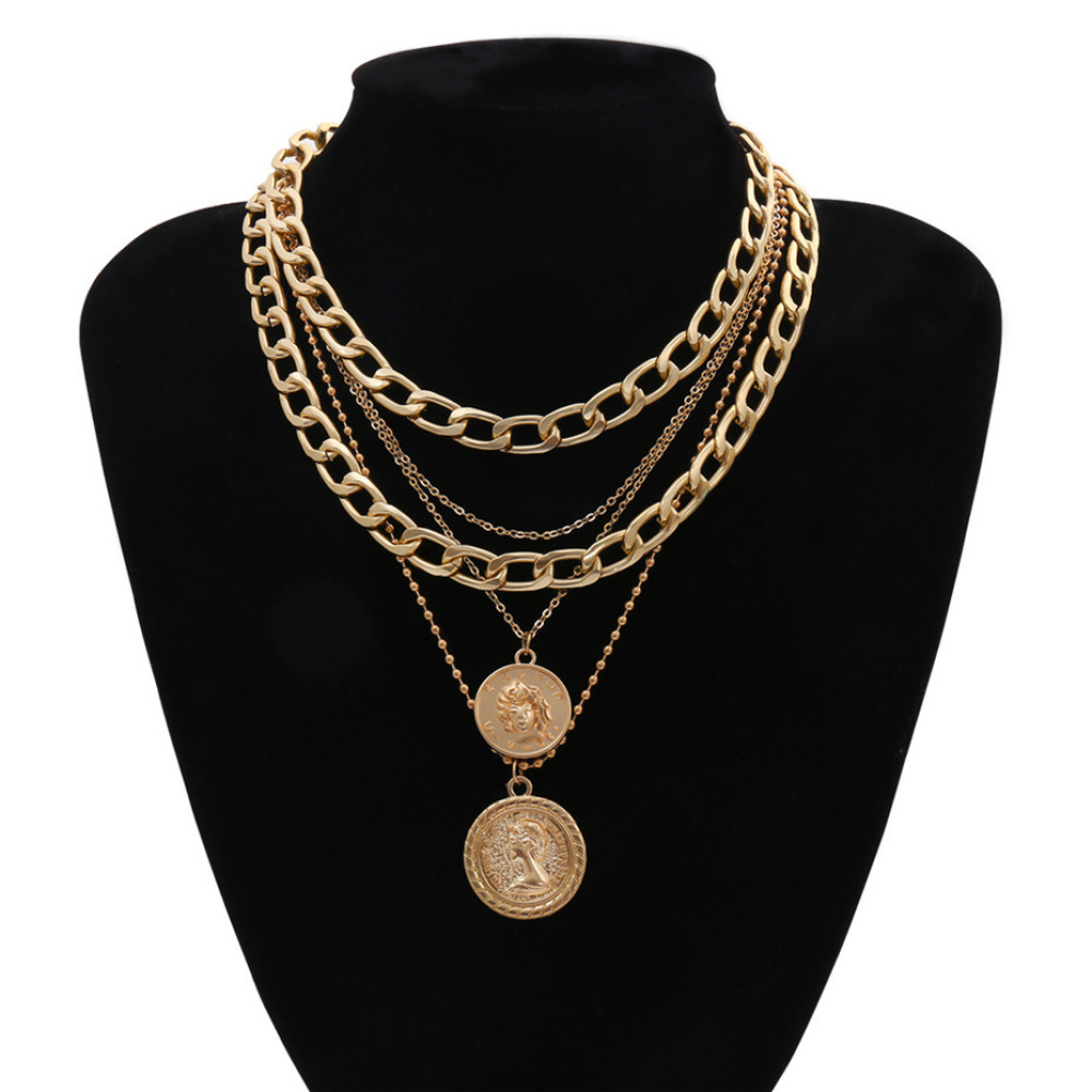 ボヘミアンスタイルのポートレートペンダントネックレス ファッ - Layered Pendant Necklace Aesthetic のレビューと価格