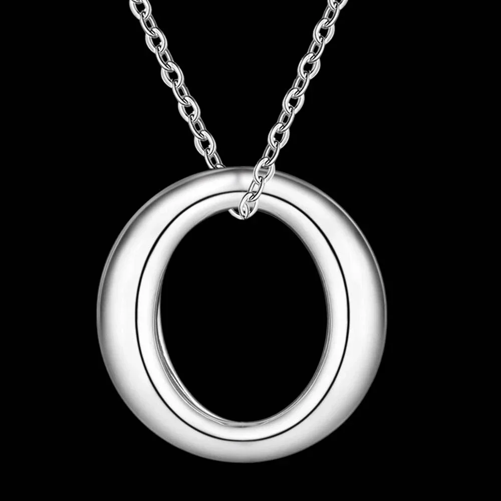 ホット 925 スターリングシルバーシンプルな O ラウンド - 925 Sterling Silver Chain Necklace Men のレビューと価格