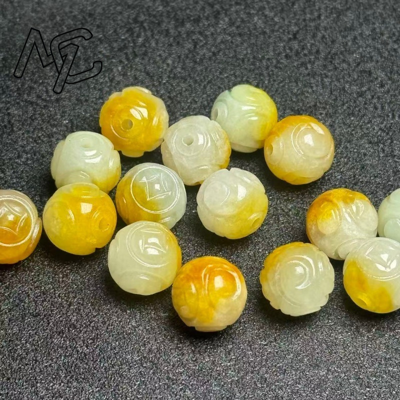 天然イエローエメラルドジェイド円形ビーズ5個セット DIYブ - Bracelets のレビューと価格