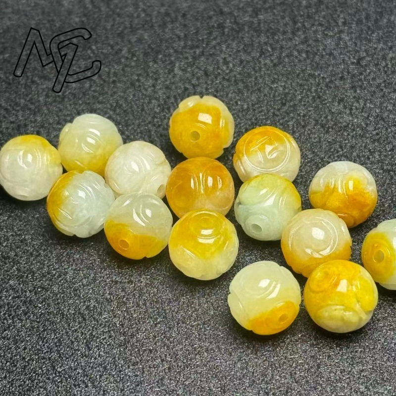天然イエローエメラルドジェイド円形ビーズ5個セット DIYブ - Bracelets のレビューと価格