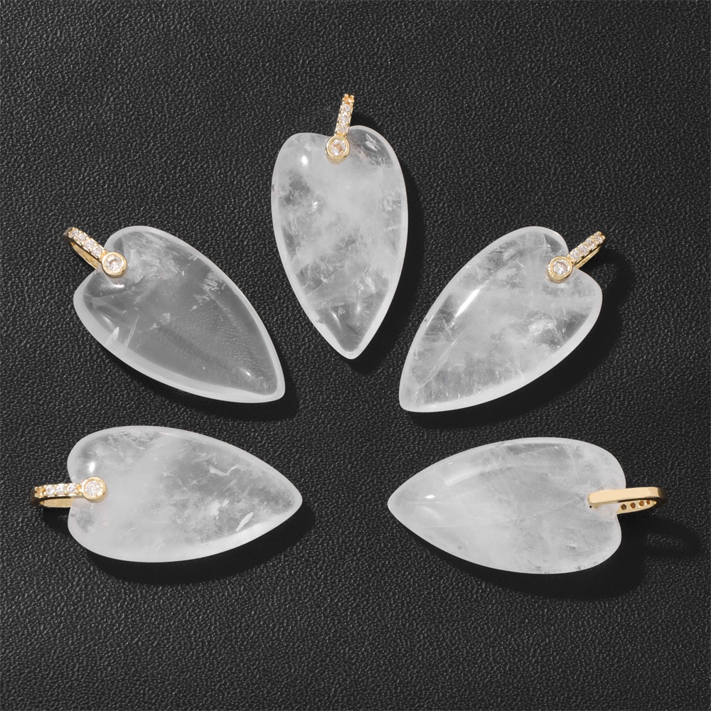 2個入り天然石ハートペンダント、DIYネックレスブレスレット - Crystal Pendant Necklace Natural Stone のレビューと価格
