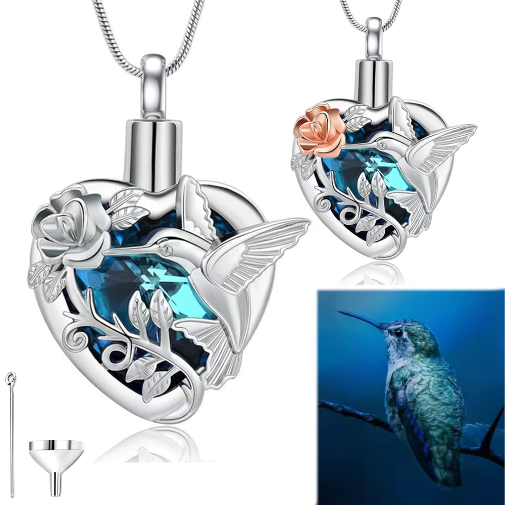 ハチドリハート骨壺ロケットネックレス灰と骨壺ロケット火葬ネッ - Heart Locket Necklace Photo のレビューと価格