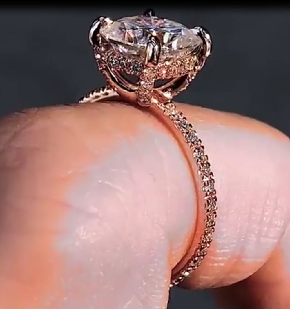 カスタムソリッド14Kローズゴールド女性用結婚式パーティー記 - Moissanite Engagement Ring 1 Carat のレビューと価格