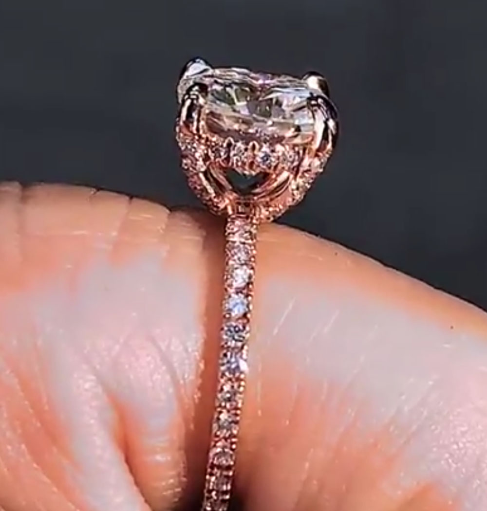 カスタムソリッド14Kローズゴールド女性用結婚式パーティー記 - Moissanite Engagement Ring 1 Carat のレビューと価格