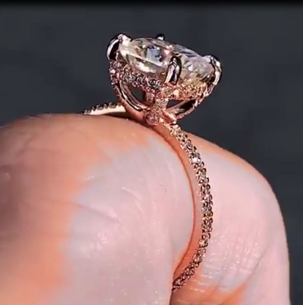 カスタムソリッド14Kローズゴールド女性用結婚式パーティー記 - Moissanite Engagement Ring 1 Carat のレビューと価格