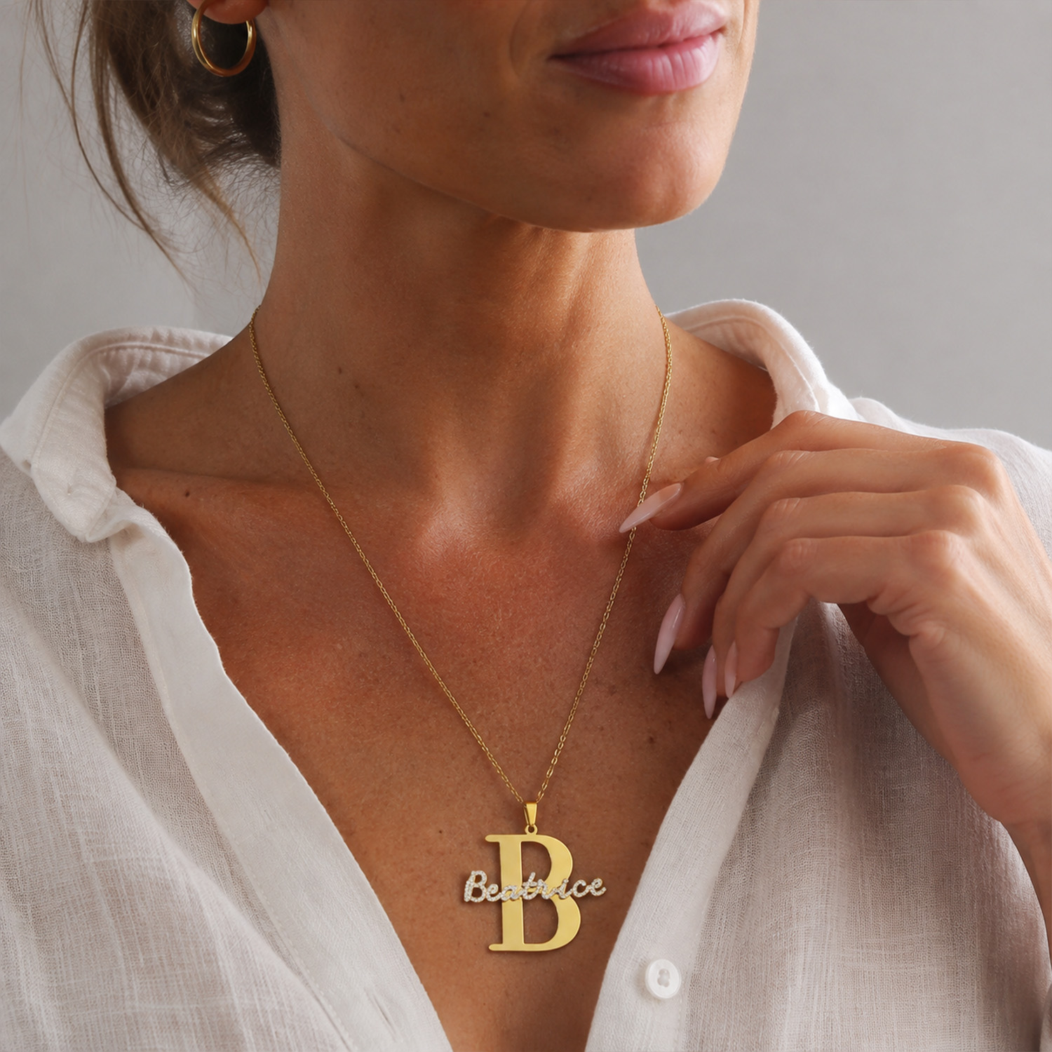Qitian カスタムダイヤモンドネームイニシャルネックレス - Initial Letter Necklace 18K Gold のレビューと価格