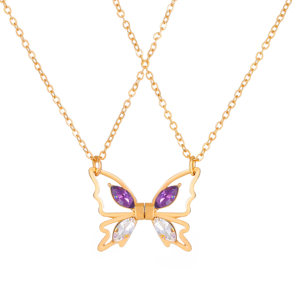 恋人同士のBFF磁気バタフライネックレス、細いチェーンのマッ - Magnetic Couple Matching Necklaces のレビューと価格