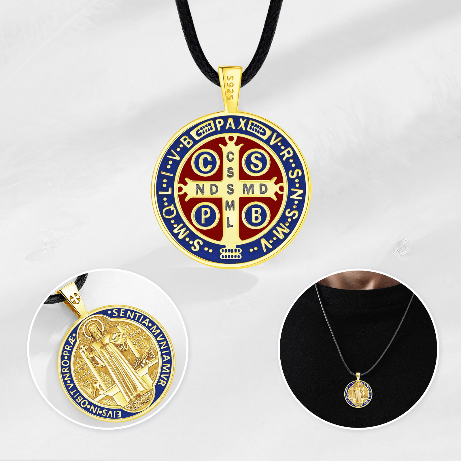 Eudora 925 スターリングシルバー聖ベネディクトネッ - Cross Pendant Necklace Gold のレビューと価格