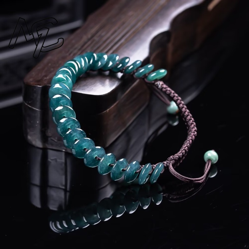 天然の本物のエメラルドブルーウォーター算盤ビーズブレスレット - Bracelets のレビューと価格