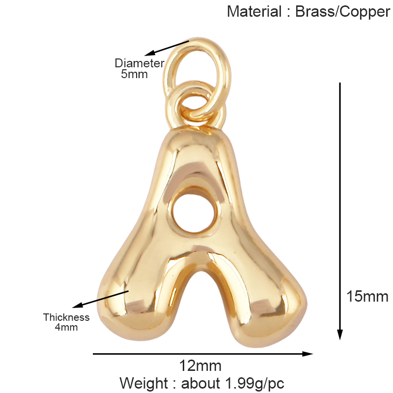 3個セット かわいい真鍮製イニシャルバブルネームA-Zレター - Initial Letter Necklace 18K Gold のレビューと価格