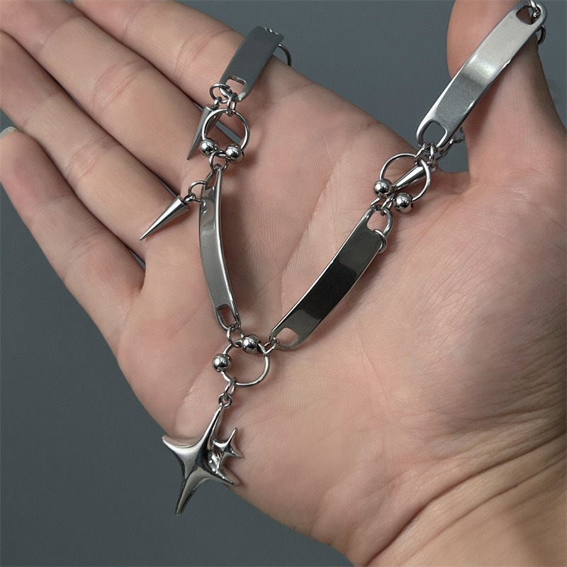 ヒップホップステンレススチールパンクスターリベットチョーカー - Goth Punk Spike Choker のレビューと価格