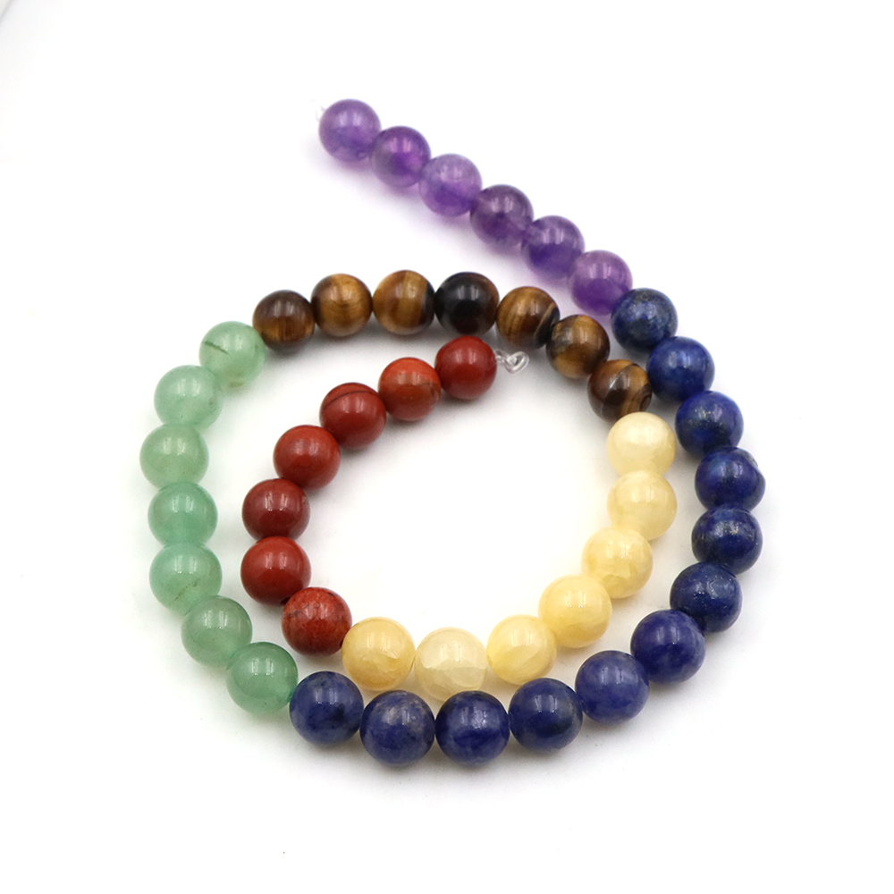 天然7チャクラクリスタルビーズ アメジスト ラウンドビーズ  - Crystal Pendant Necklace Natural Stone のレビューと価格