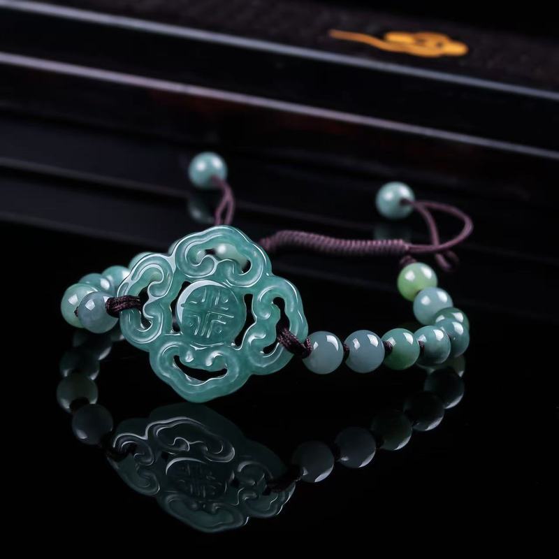 天然ジェダイトAグレードブレスレット オリジナルデザイン フ - Bracelets のレビューと価格