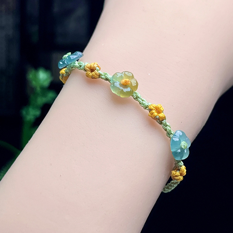 ミャンマー翡翠フラワーブレスレットリアルジュエリーデザイナー - Bracelets のレビューと価格