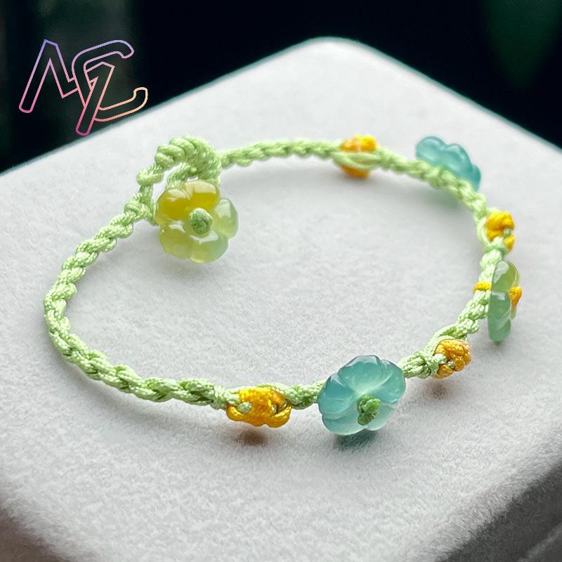 ミャンマー翡翠フラワーブレスレットリアルジュエリーデザイナー - Bracelets のレビューと価格