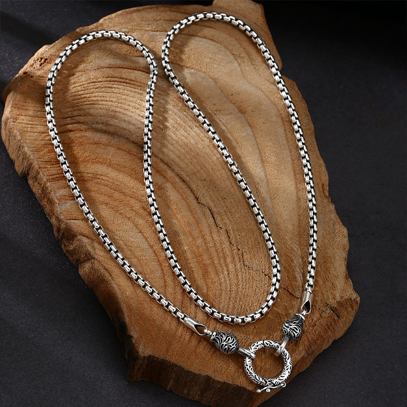 OUYADI 925スターリングシルバー レトロボックスチェ - 925 Sterling Silver Chain Necklace Men のレビューと価格