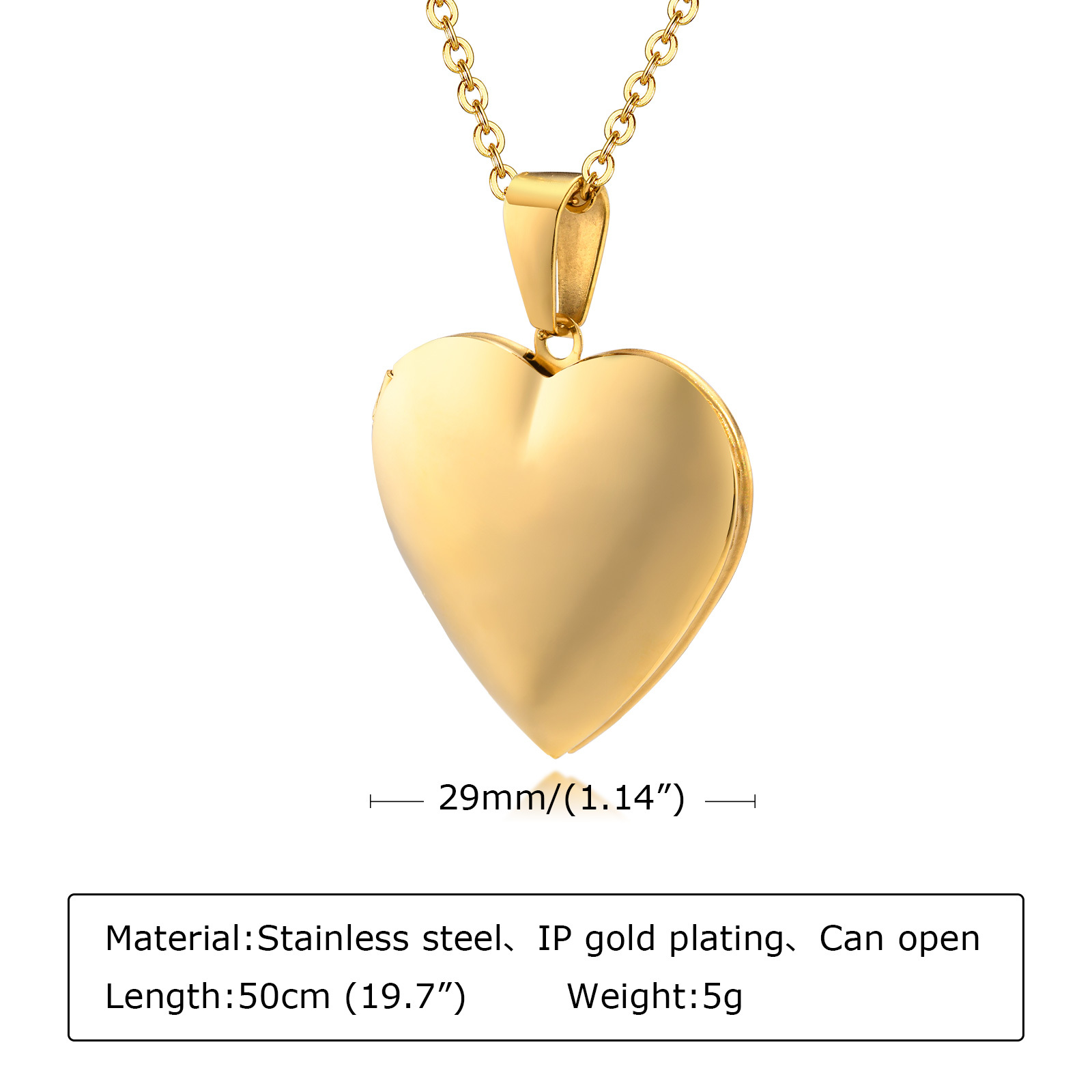 女性のためのステンレス鋼のネックレス,ハートのメダリオン,写 - Heart Locket Necklace Photo のレビューと価格