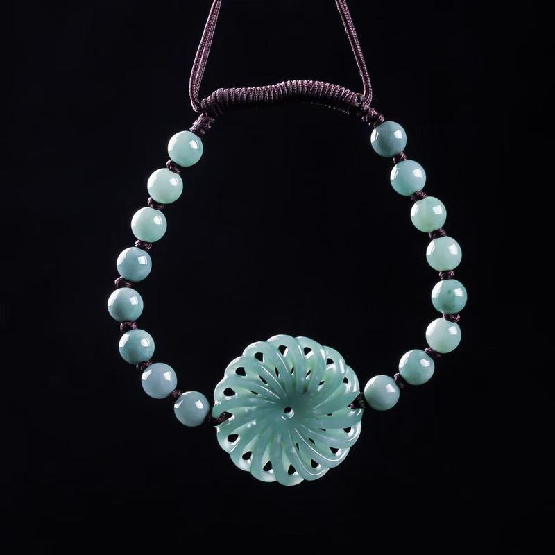 天然ジェダイトAグレードの幸運をもたらす本物の丸玉ブレスレッ - Bracelets のレビューと価格