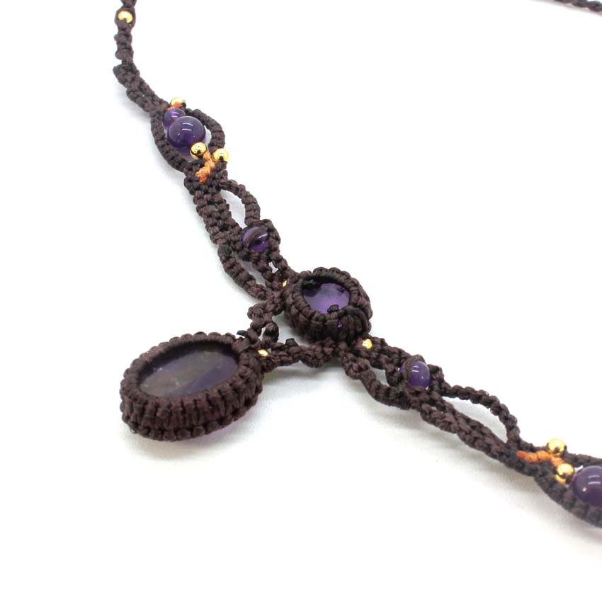 クリスタル編組マクラメストーンペンダントネックレス女性のため - Crystal Pendant Necklace Natural Stone のレビューと価格