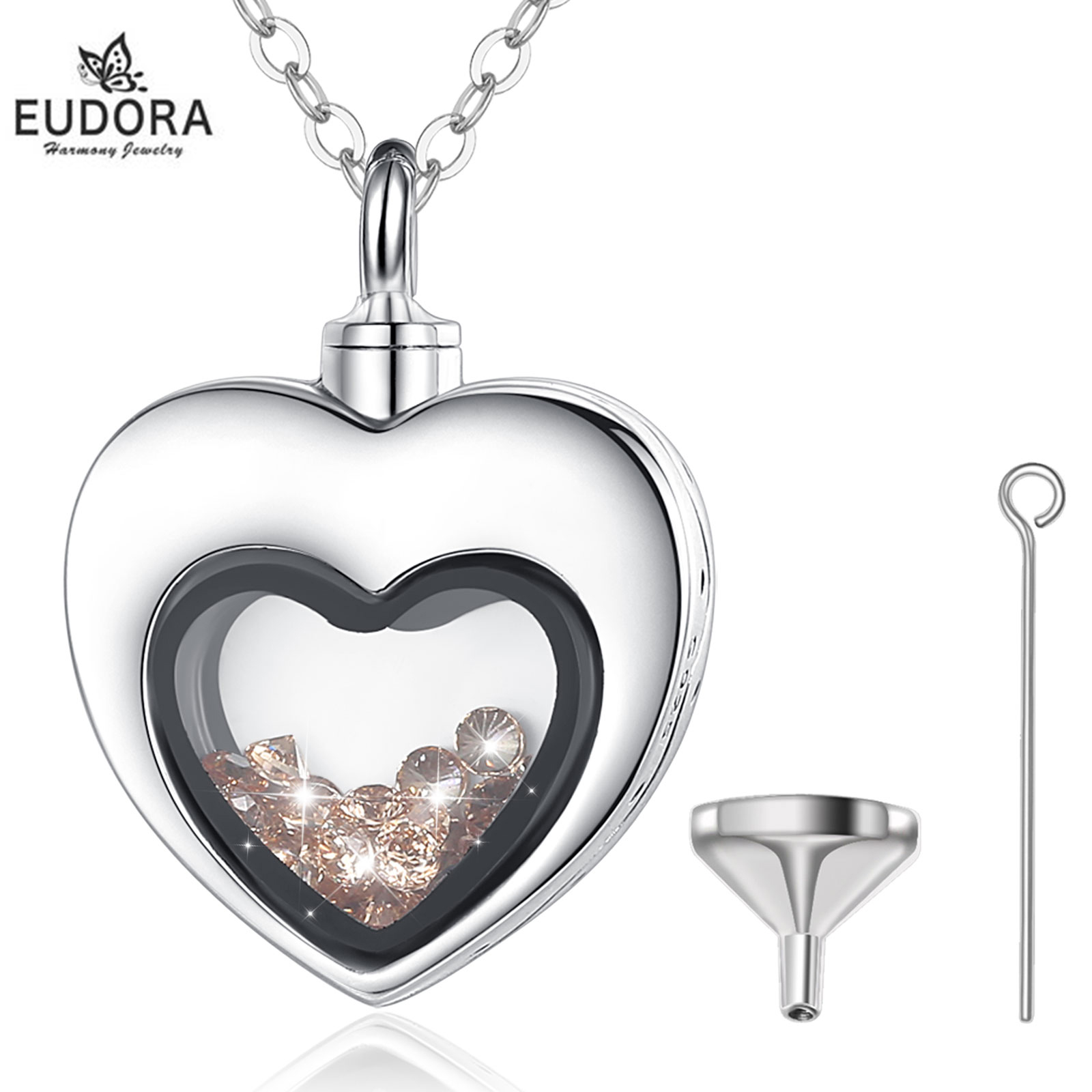 Eudora-ペンダント付きネックレス,イヤリング,リング, - Heart Locket Necklace Photo のレビューと価格