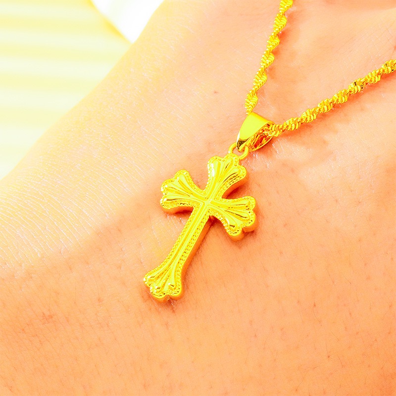 9999 24K純金製 クラシックな男女兼用クロスネックレス - Cross Pendant Necklace Gold のレビューと価格