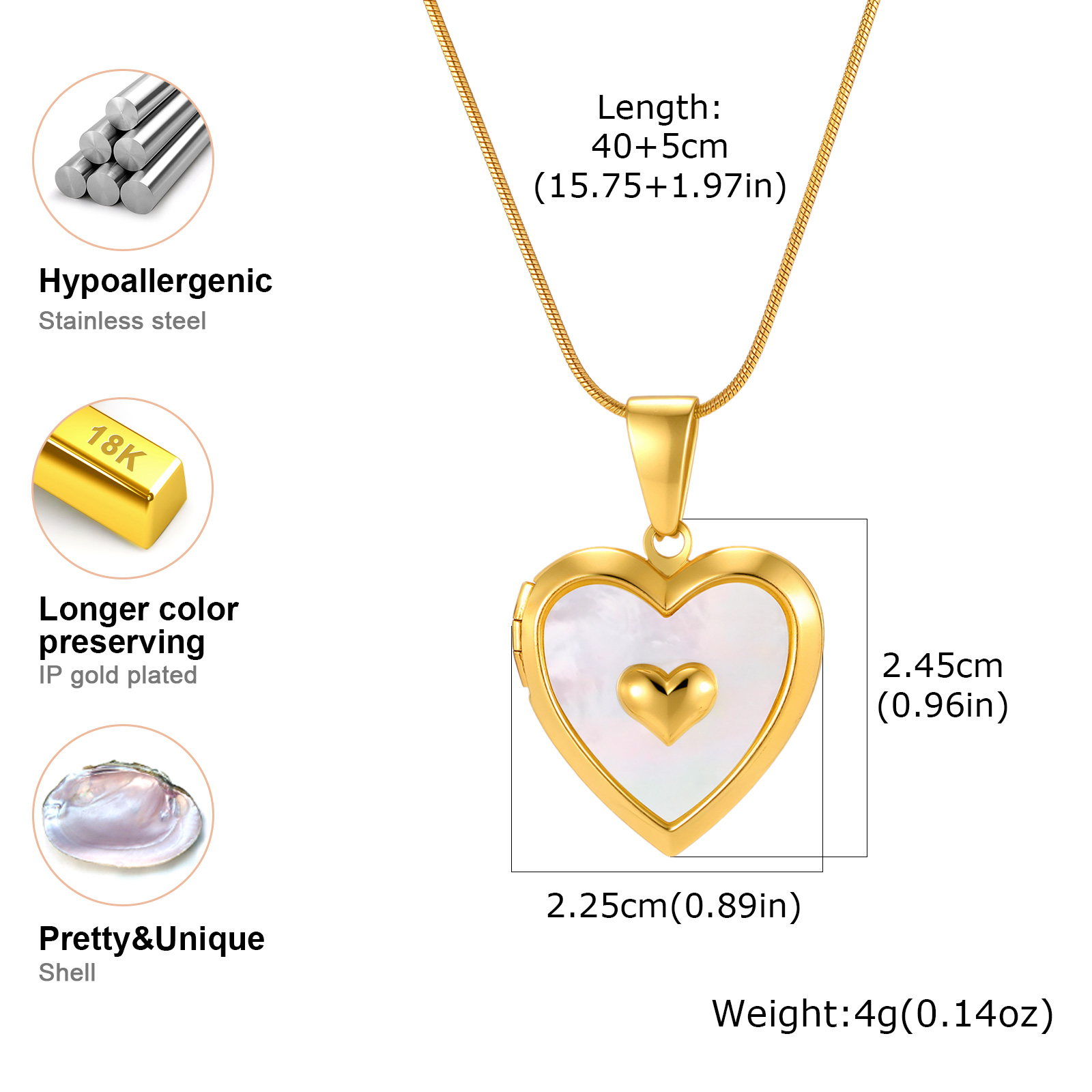 カスタム写真ハートロケットネックレス、金メッキステンレススチ - Heart Locket Necklace Photo のレビューと価格