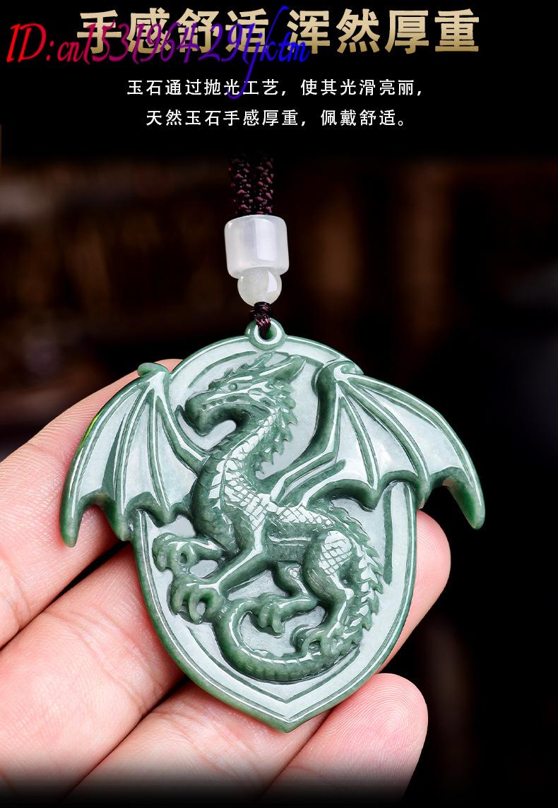 天然ビルマ翡翠ドラゴンペンダントネックレス宝石彫刻お守りヴィ - Necklaces のレビューと価格
