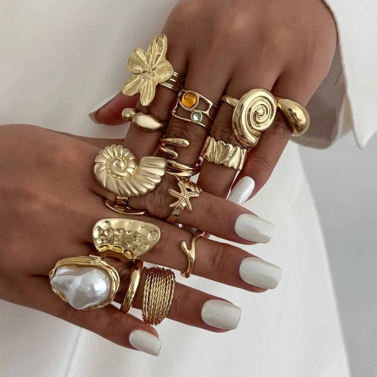 IngeSight.Z 14 ピース/セットヒップホップクリ - Vintage Punk Knuckle Rings Set のレビューと価格