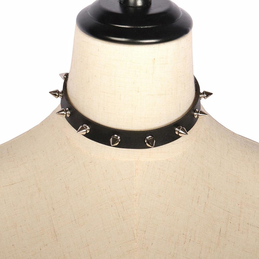 ブラックPUレザーチョーカーネックレス 男女兼用 クールなパ - Goth Punk Spike Choker のレビューと価格