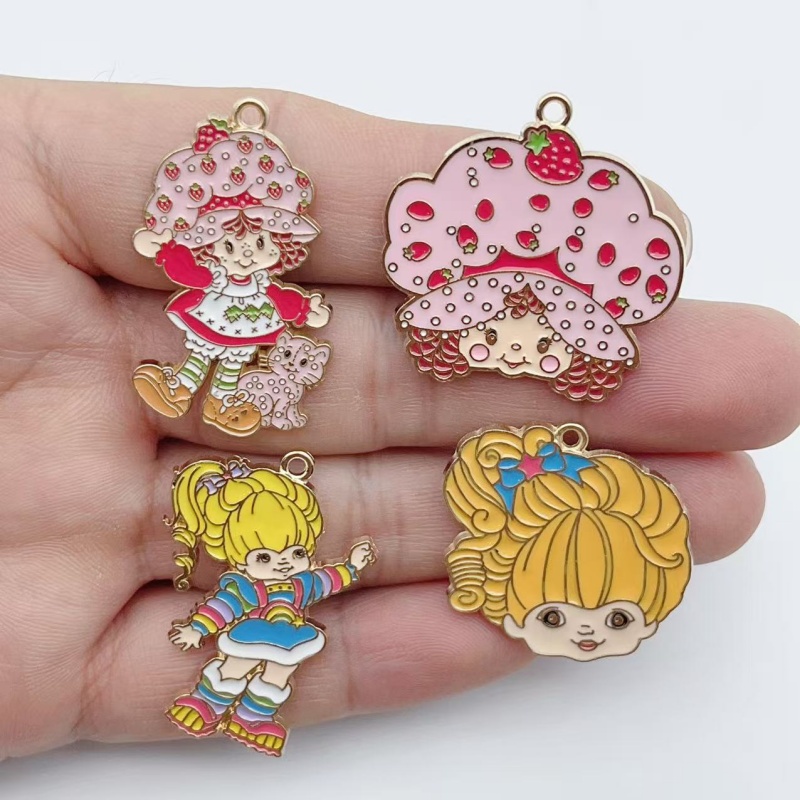 10 個かわいい女の子エナメルメタルジュエリーイチゴレインボ - Earrings のレビューと価格