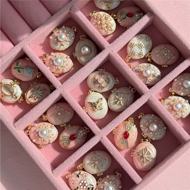 HangZhi エナメル ロマンチック ピンク ホワイト パ - Heart Locket Necklace Photo のレビューと価格